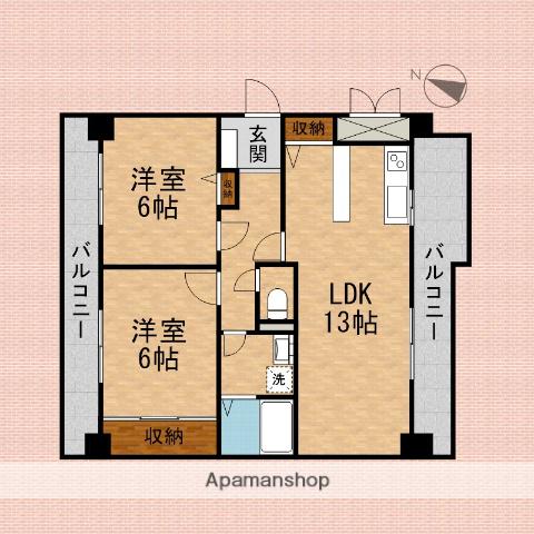 グリシーナ(2LDK/3階)の間取り写真