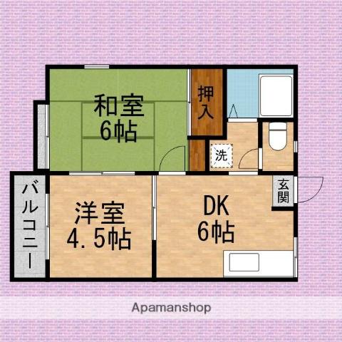 ピアカザーネ第2(2DK/2階)の間取り写真