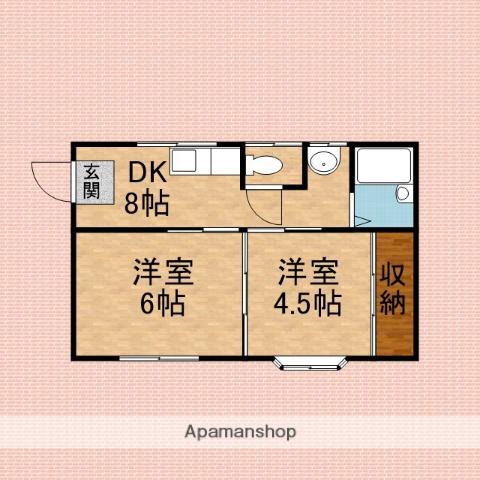 山崎コーポ(2DK/1階)の間取り写真