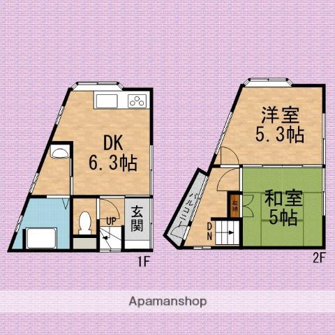 東武鉄道東上線 鶴瀬駅 徒歩12分 2階建 築35年(2DK)の間取り写真
