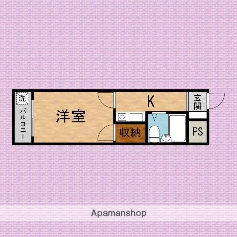 ワンオーナイン(1K/2階)の間取り写真