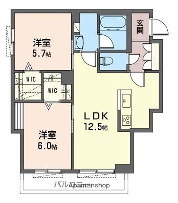 アルボル デ シルエロⅡ(2LDK/3階)の間取り写真