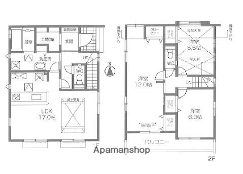 東武鉄道東上線 新河岸駅 徒歩16分 2階建 築2年(3LDK)の間取り写真