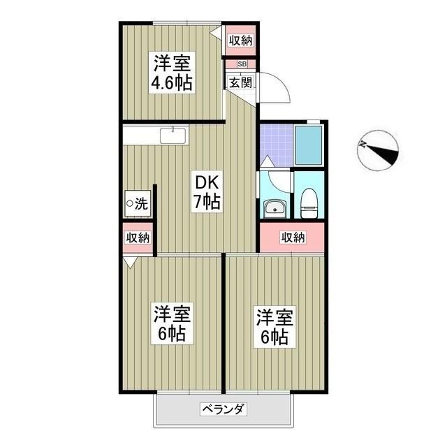 メゾンスバルⅢ(3DK/1階)の間取り写真