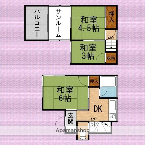東武鉄道東上線 ふじみ野駅 徒歩32分 2階建 築55年(3DK)の間取り写真
