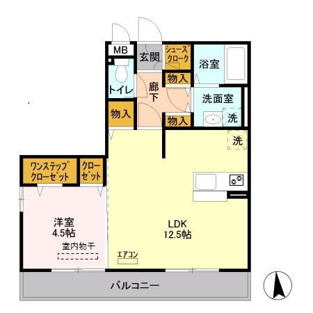 オルテシア1(1LDK/1階)の間取り写真