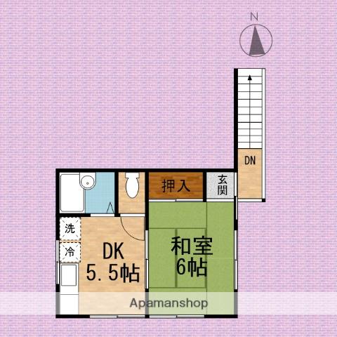 コーポカトレア(1DK/2階)の間取り写真