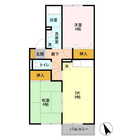 ボナール(2DK/1階)の間取り写真