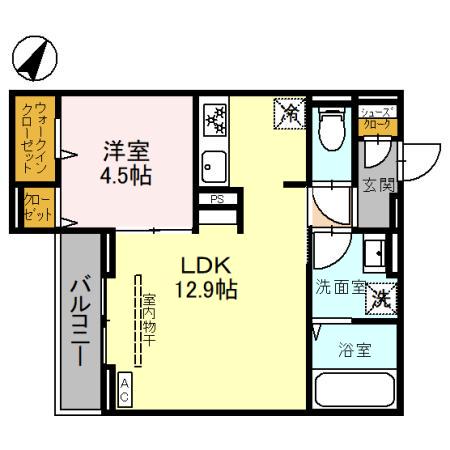 D-SERENO上福岡(1LDK/2階)の間取り写真