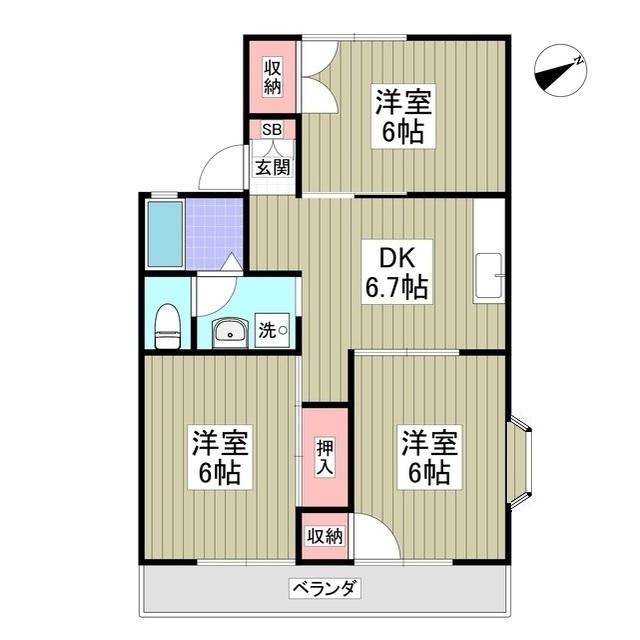 コンフォートあさか(3DK/2階)の間取り写真
