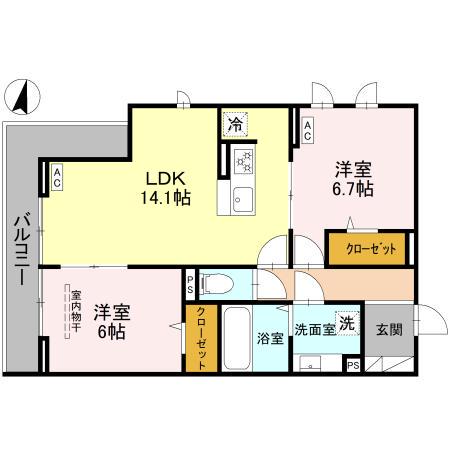 プレジール(2LDK/2階)の間取り写真