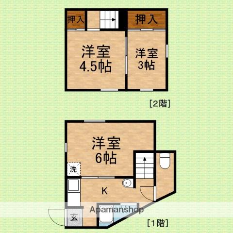 東武鉄道東上線 鶴瀬駅 徒歩19分 2階建 築57年(3K)の間取り写真