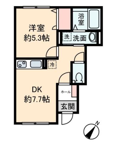 CLAIREA(1DK/1階)の間取り写真