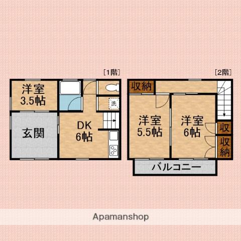 東武鉄道東上線 新河岸駅 徒歩13分 2階建 築45年(2K)の間取り写真