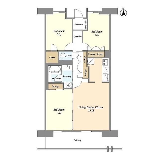 UURコート志木(3LDK/12階)の間取り写真