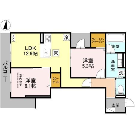 トリアングル(2LDK/1階)の間取り写真