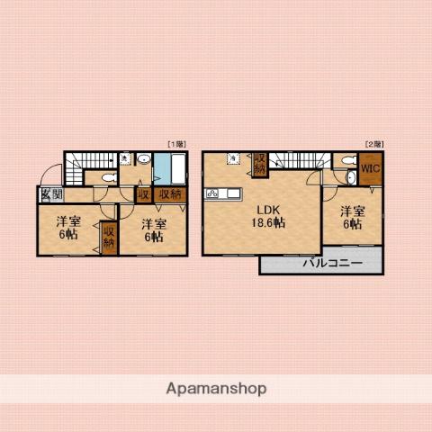 東武鉄道東上線 新河岸駅 徒歩15分 2階建 築1年(3LDK)の間取り写真