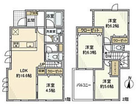 東武鉄道東上線 志木駅 バス乗車時間：20分 氷川前バス停で下車 徒歩4分 2階建 築13年(4LDK)の間取り写真