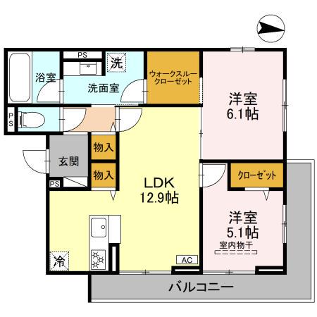 ヴェルデ(2LDK/2階)の間取り写真