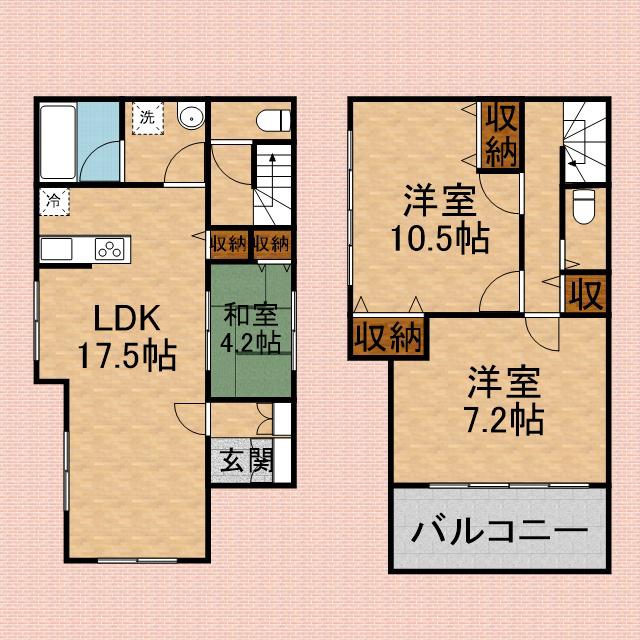 東武鉄道東上線 志木駅 バス乗車時間：11分 新座団地バス停で下車 徒歩5分 2階建 築8年(3LDK)の間取り写真
