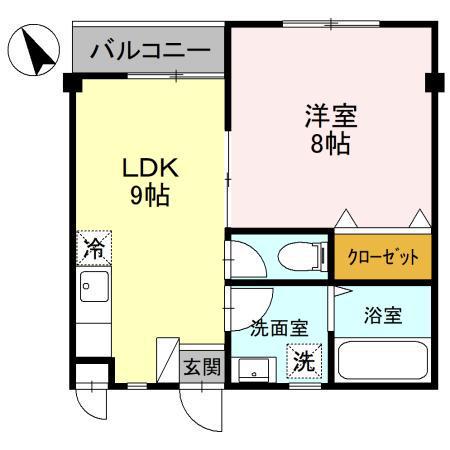 グリーンパレスY(1DK/2階)の間取り写真