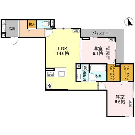 クレール(2LDK/2階)の間取り写真
