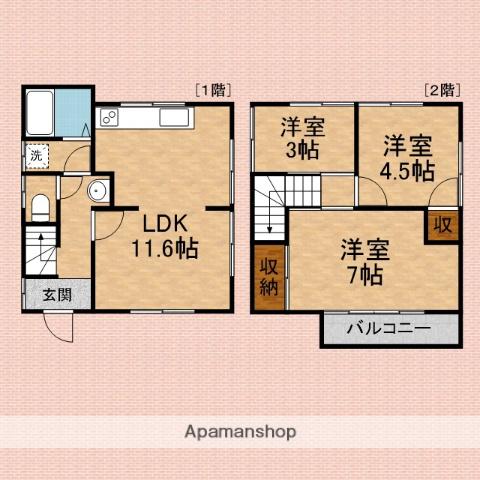 東武鉄道東上線 上福岡駅 徒歩10分 2階建 築47年(3LDK)の間取り写真