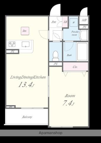 VOITURE MH(1LDK/1階)の間取り写真