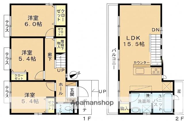 川越線 南古谷駅 徒歩15分 2階建 築6年(3LDK)の間取り写真