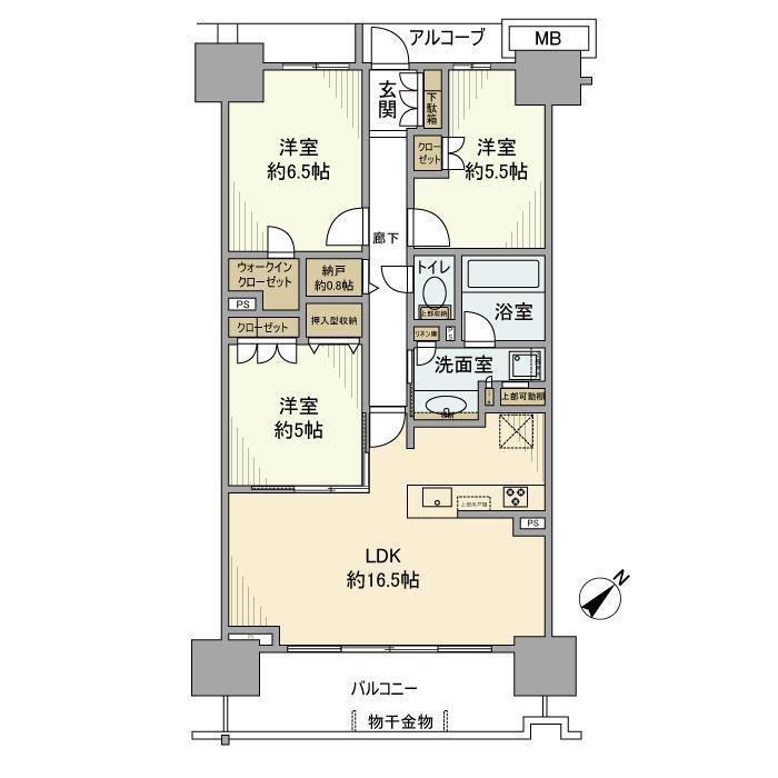 プラウドシティ志木本町グリーンコート(3LDK/9階)の間取り写真