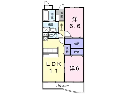 エステート新座(2LDK/4階)の間取り写真