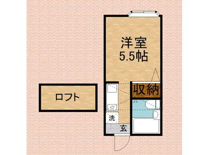ウッディー志木(ワンルーム/2階)の間取り写真