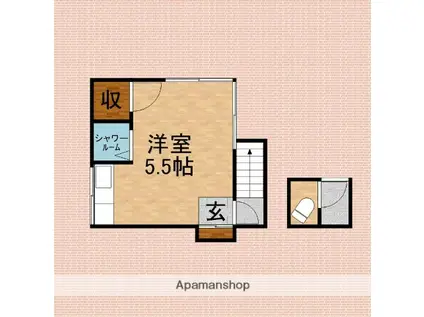 濱野アパート(ワンルーム/2階)の間取り写真