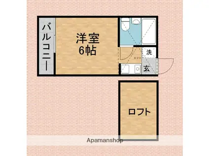 コーポヤナセ(ワンルーム/1階)の間取り写真