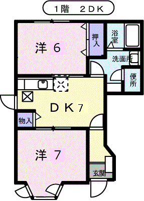 クレストール竹(2DK/1階)の間取り写真