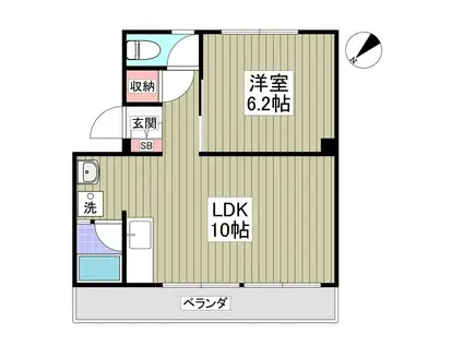 クリアス菖蒲 旧大宝化学工業寮(1LDK/1階)の間取り写真