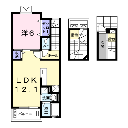 東武伊勢崎・大師線 加須駅 徒歩13分 3階建 築14年(1LDK/3階)の間取り写真