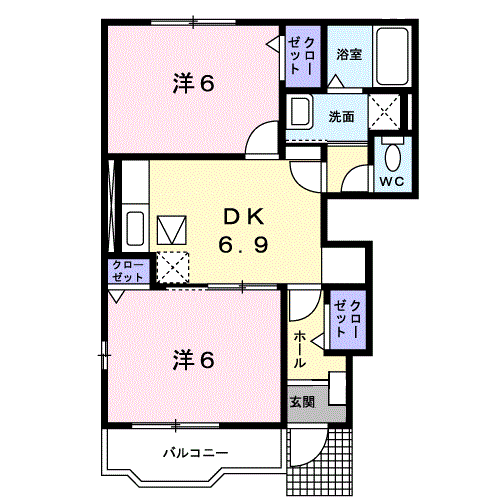 メルシーサクラ(2DK/1階)の間取り写真