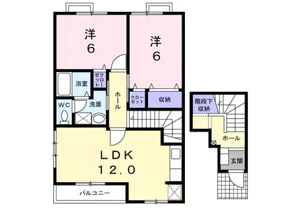 プリムローズK A(2LDK/2階)の間取り写真