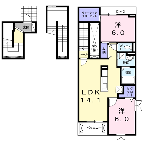 ルミエール マンション Ⅱ(2LDK/3階)の間取り写真