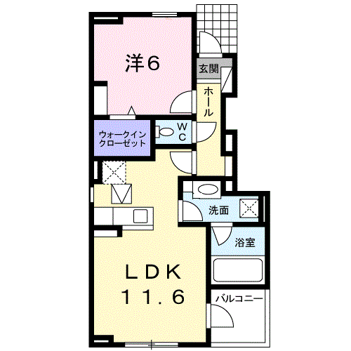 カームリーⅦ(1LDK/1階)の間取り写真