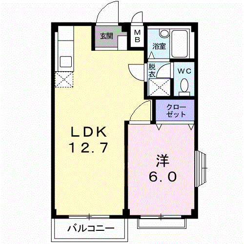 エルディムキムラ(1LDK/2階)の間取り写真