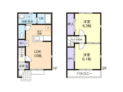 ねこのしっぽA(2LDK/2階)の間取り写真