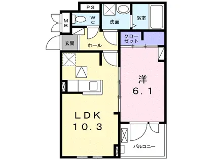 ブラン コリーヌ(1LDK/1階)の間取り写真