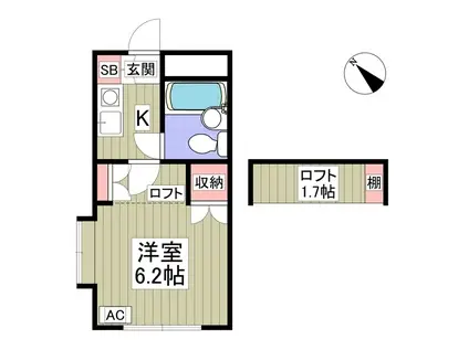 ハイツセルシオン(ワンルーム/1階)の間取り写真