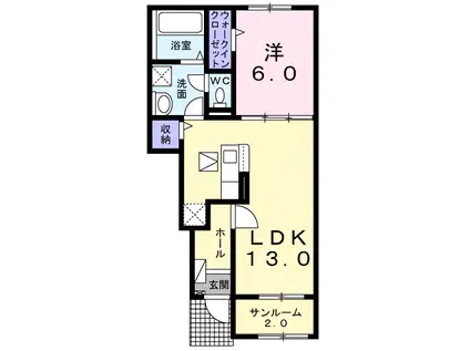 グレイス Ⅰ(1LDK/1階)の間取り写真