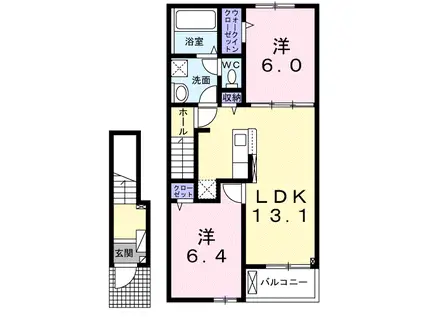 グレイス Ⅰ(2LDK/2階)の間取り写真