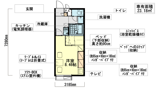 レオパレスエトワール(1K/2階)の間取り写真