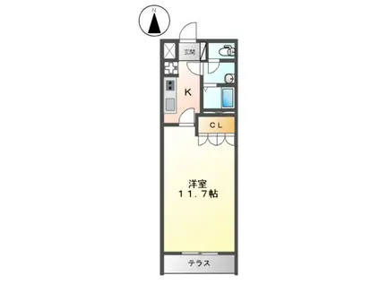 エルシオン1(1K/1階)の間取り写真