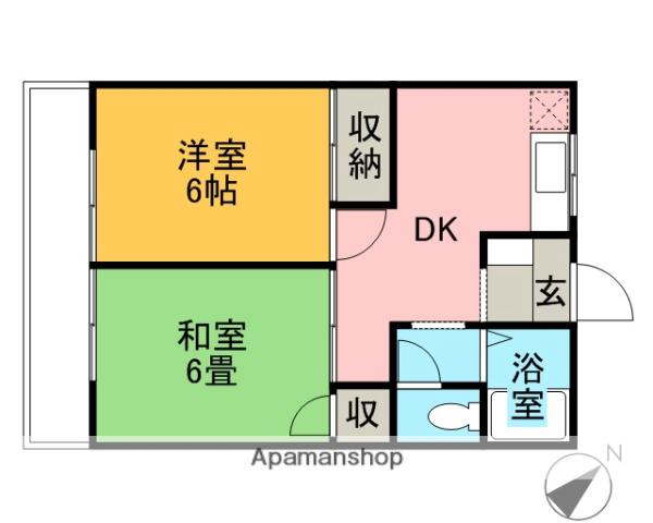シティハイム八幡(2DK/2階)の間取り写真
